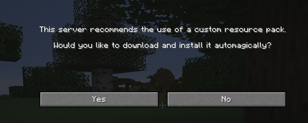 getting prompt to install resource pack on Minecraft